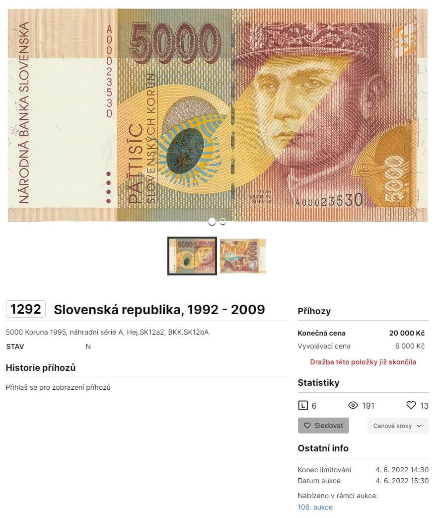 5000 Sk 1995 - 20 000 kč