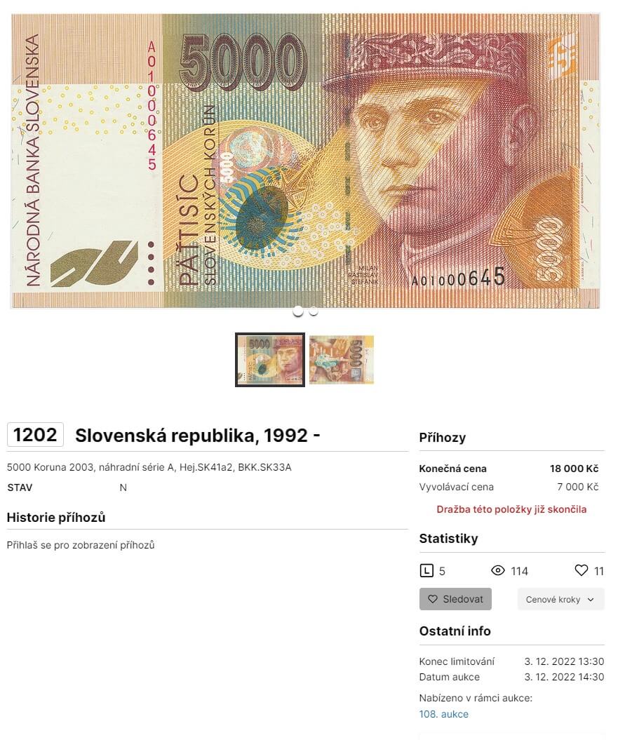5000 Sk 2003 - 18 000 Kč